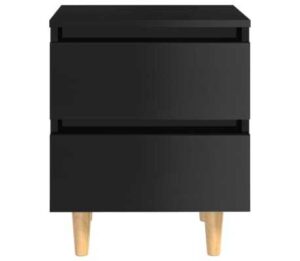 vidaXL Table de chevet avec pieds en pin Noir brillant 40x35x50 cm