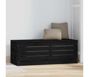 vidaXL Boîte de rangement Noir 89×36,5×33 cm Bois massif de pin