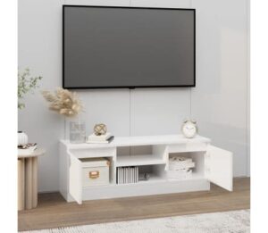 vidaXL Meuble TV avec porte Blanc brillant 102x30x36 cm