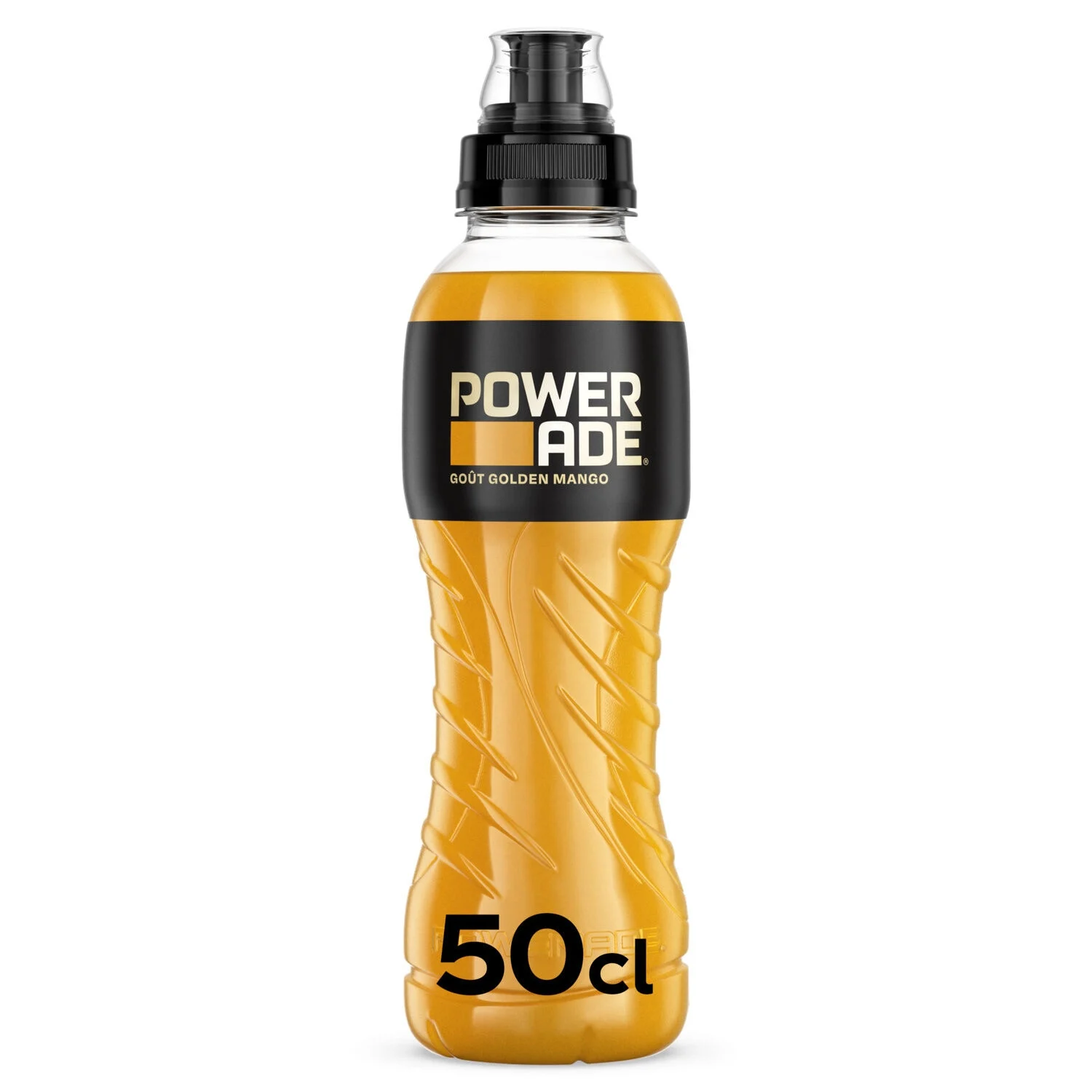Bouteille de Powerade Golden Mango 50cl – boisson énergétique hydratante à la mangue