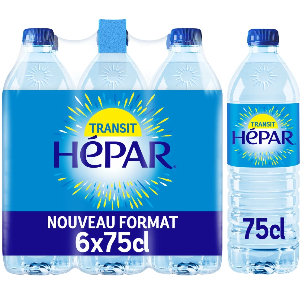 Pack de 6 bouteilles de 75cl d’eau minérale naturelle HEPAR