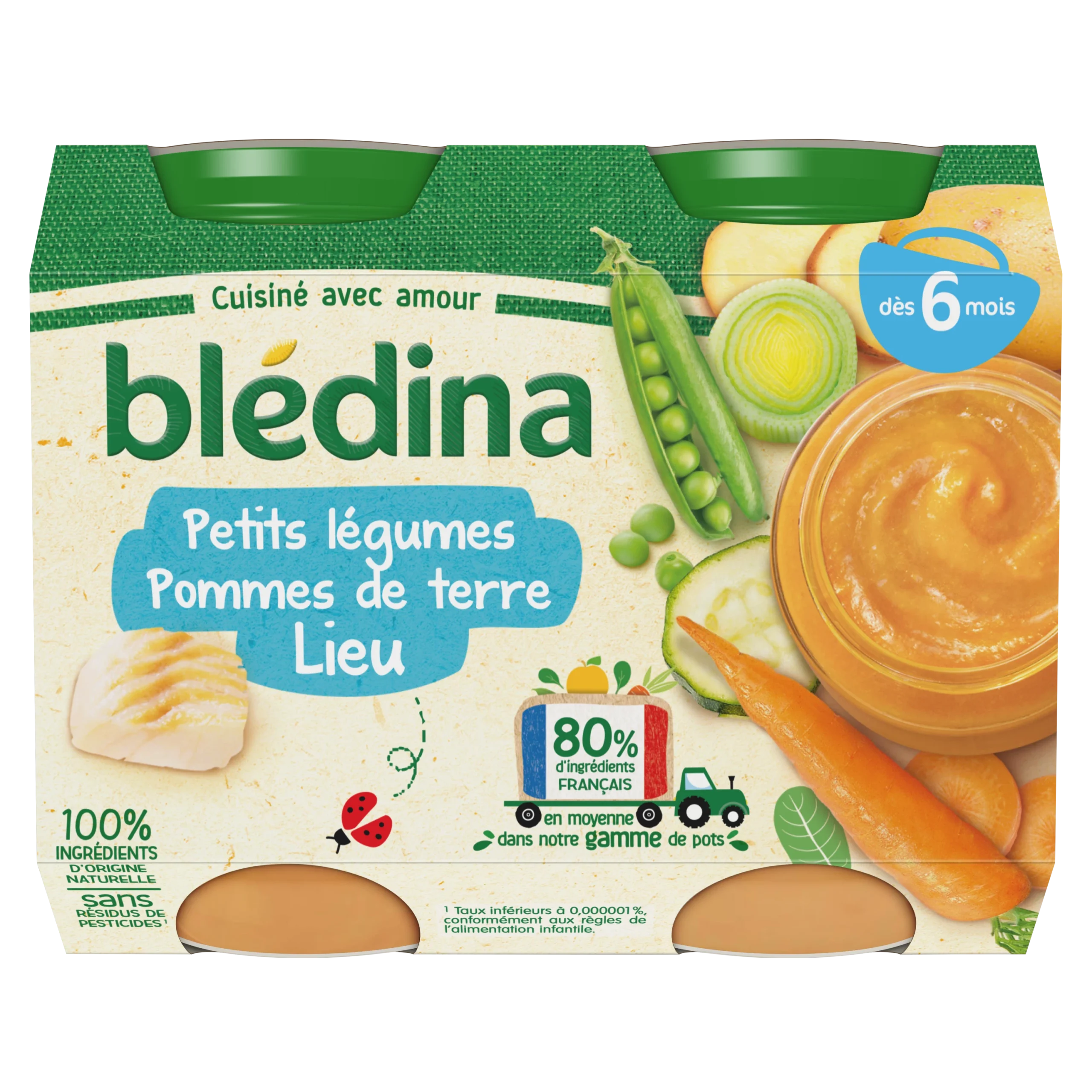 Petit pot bébé dès 6 mois aux légumes et pommes de terre avec lieu