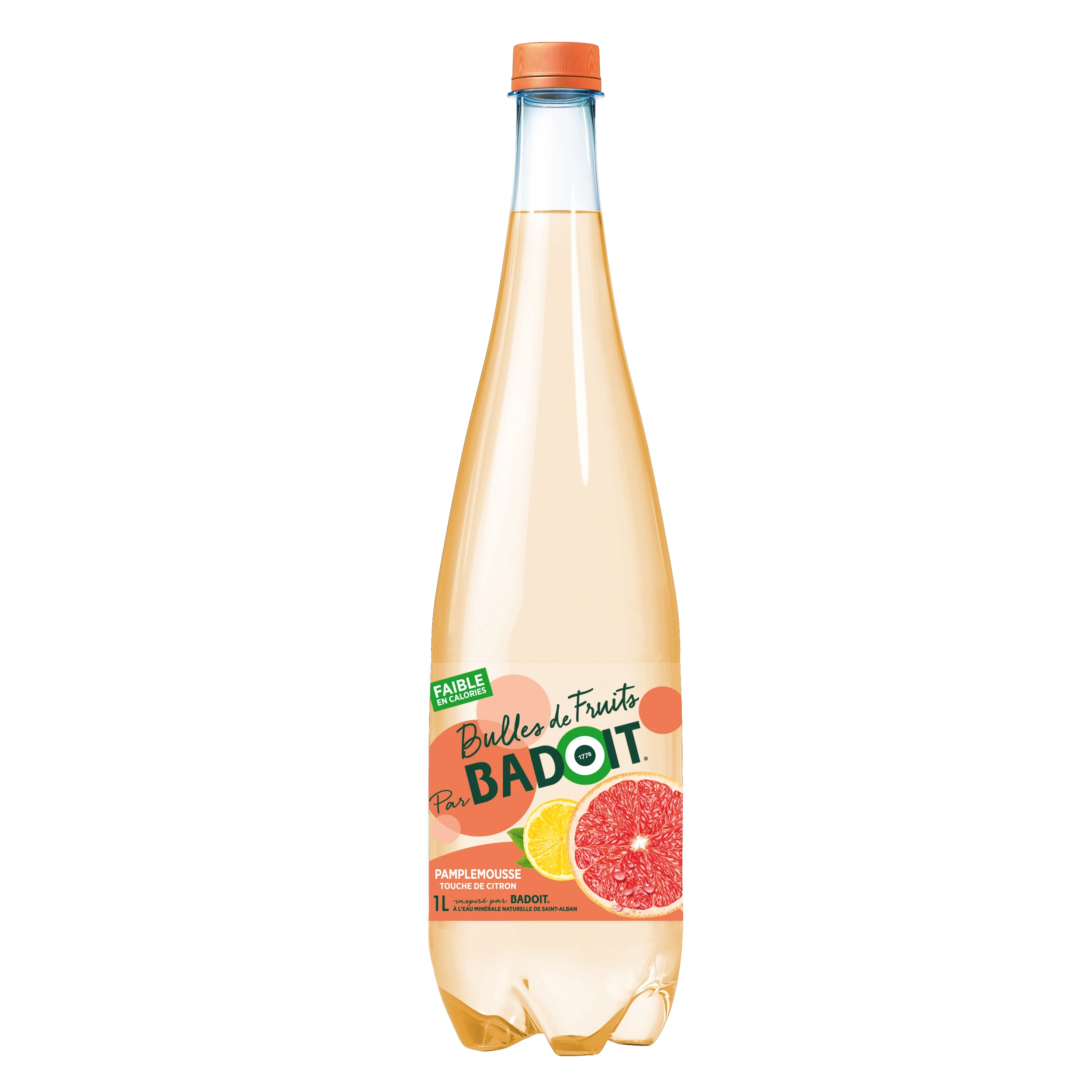 Eau gazeuse Badoit aromatisée pamplemousse citron vert 1L