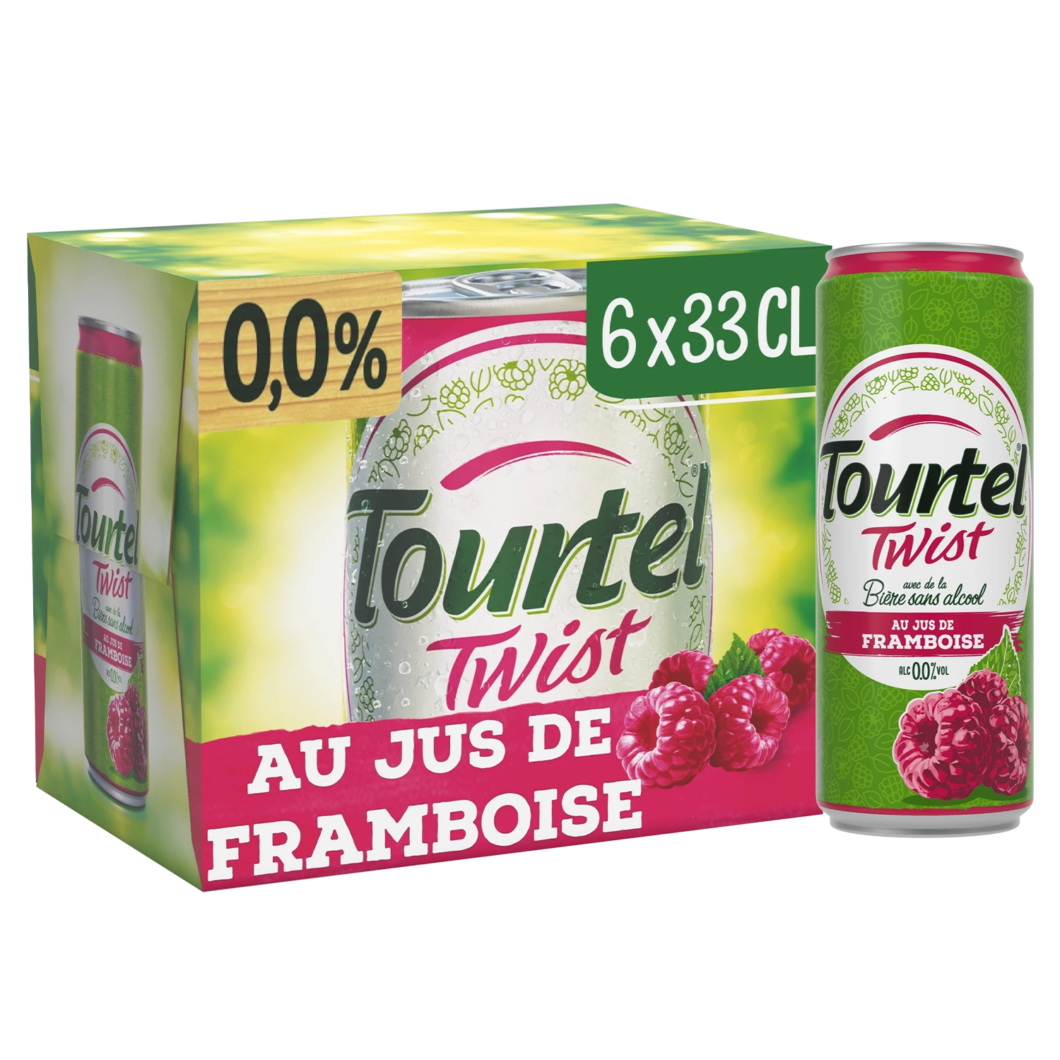 Pack de 6 cannettes de 33cl de bière sans alcool framboise Tourtel