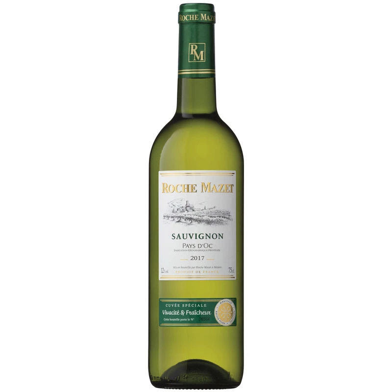Bouteille de Vin Blanc IGP Pays d'Oc Sauvignon Roche Mazet 75cl