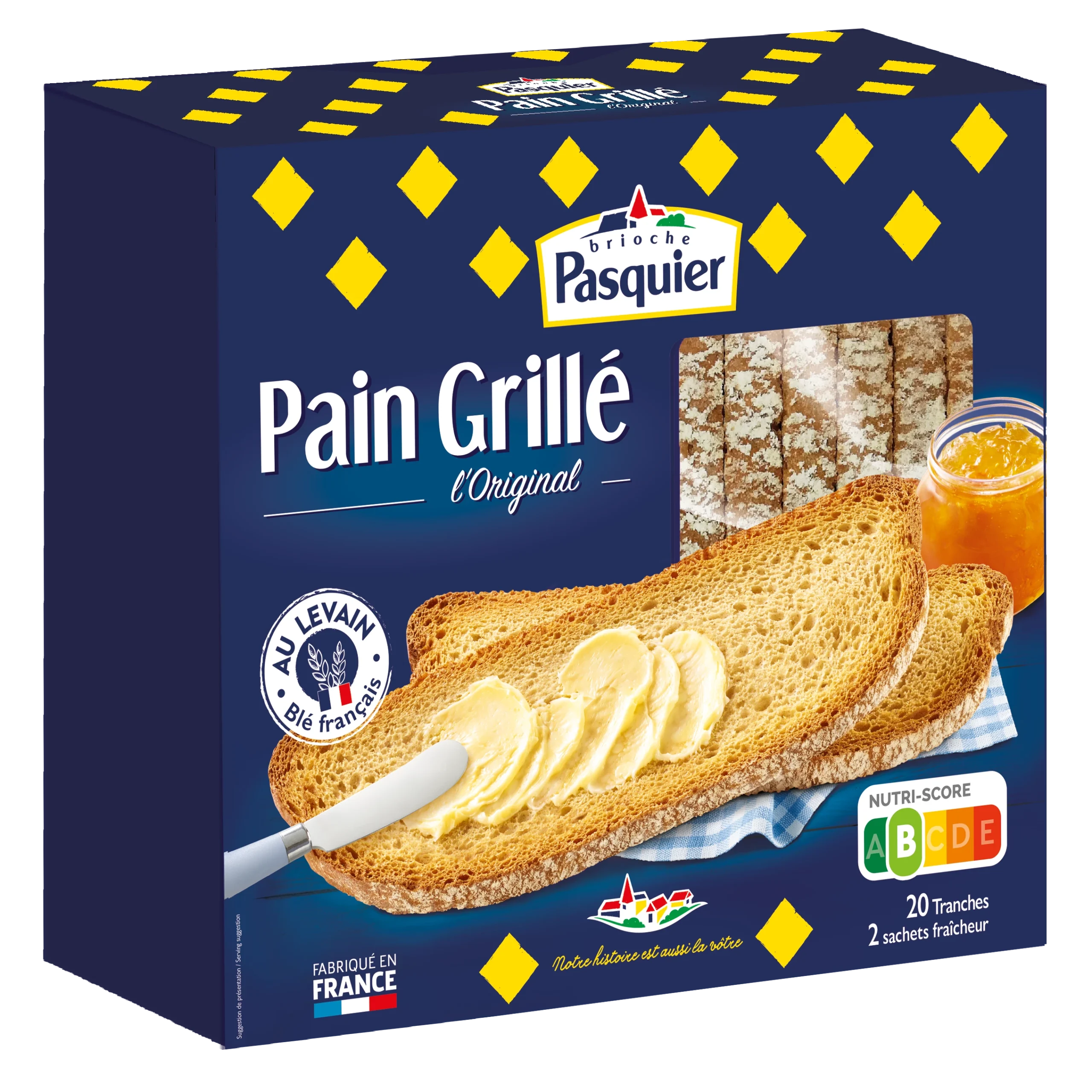 Pain grillé 415g PASQUIER – tranches croustillantes pour le petit-déjeuner