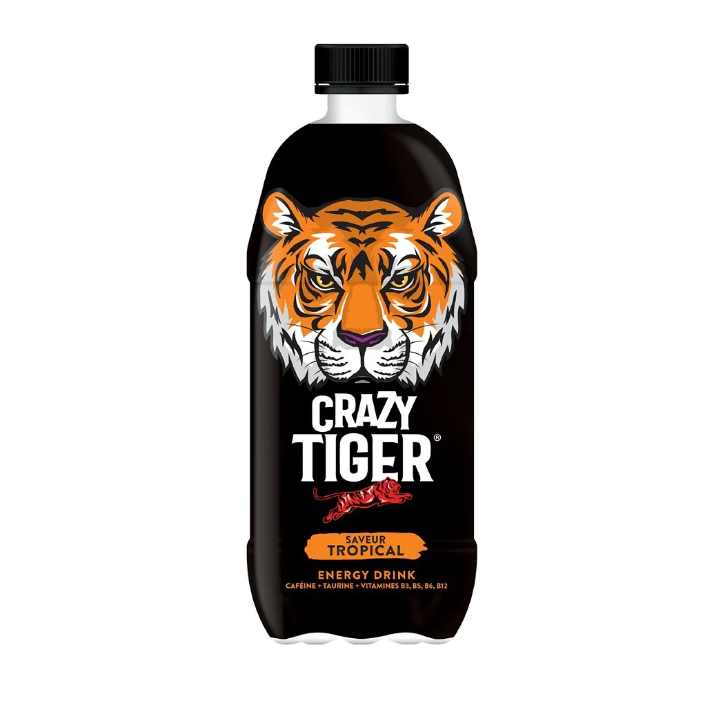 Boisson énergisante CRAZY TIGER saveur tropicale 1L - rafraîchissement et énergie