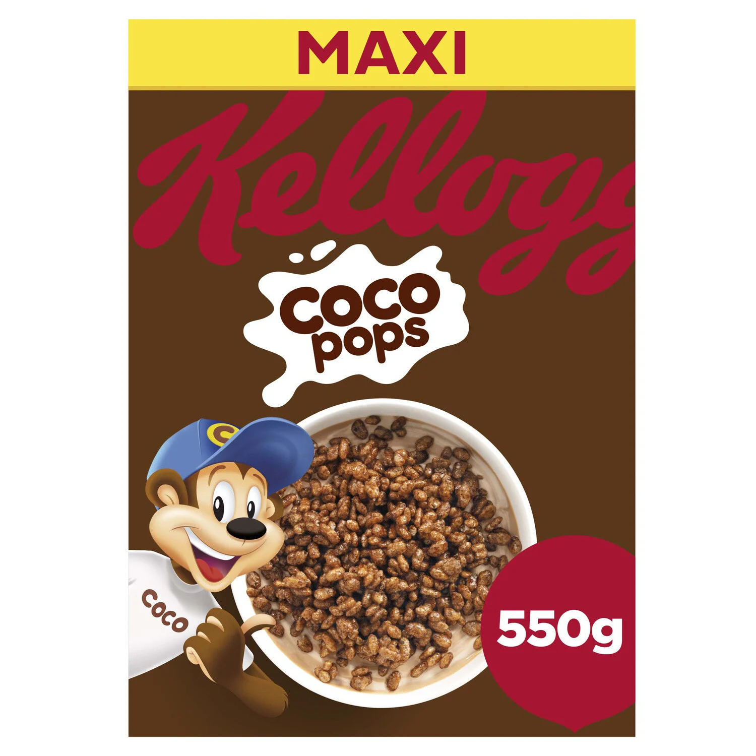 Boîte de céréales Coco Pops 550g – petit-déjeuner au chocolat pour enfants et adultes