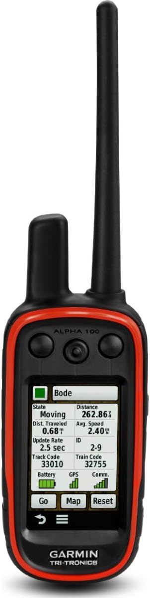 Garmin Alpha 100 GPS pour chien de chasse – modèle noir avec porte-train intégré