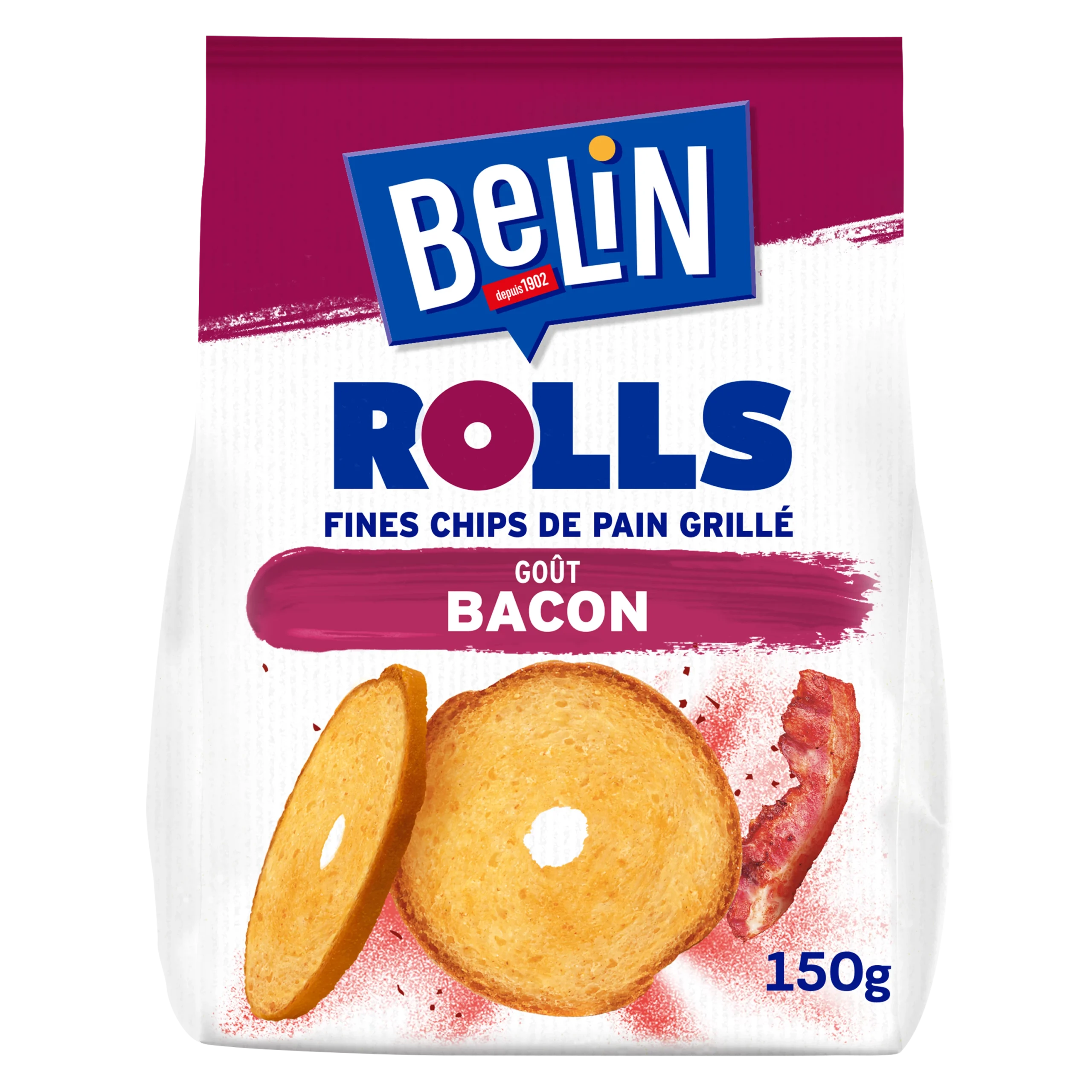 Chips Belin Rolls goût bacon – biscuits apéritifs croustillants 150g