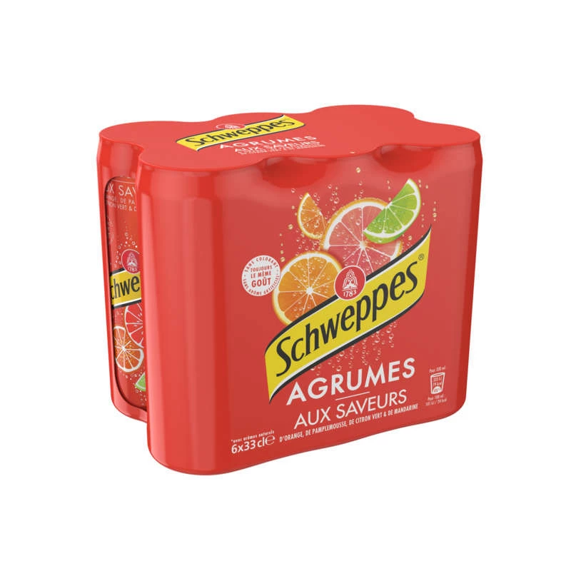Pack de 6 canettes de 33cl de soda aux agrumes