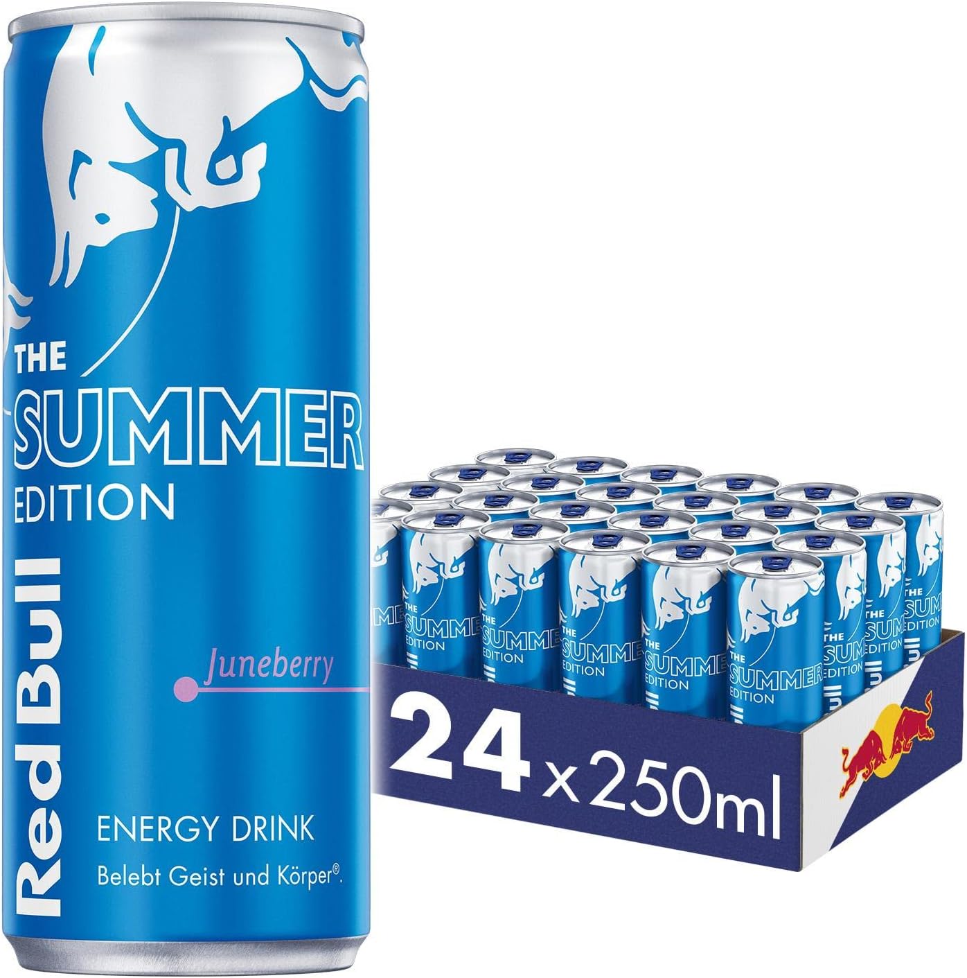 Lot de 24 canettes de 250ml Red Bull Energy Drink Summer Edition 2023 goût Juneberry – Boisson énergisante rafraîchissante
