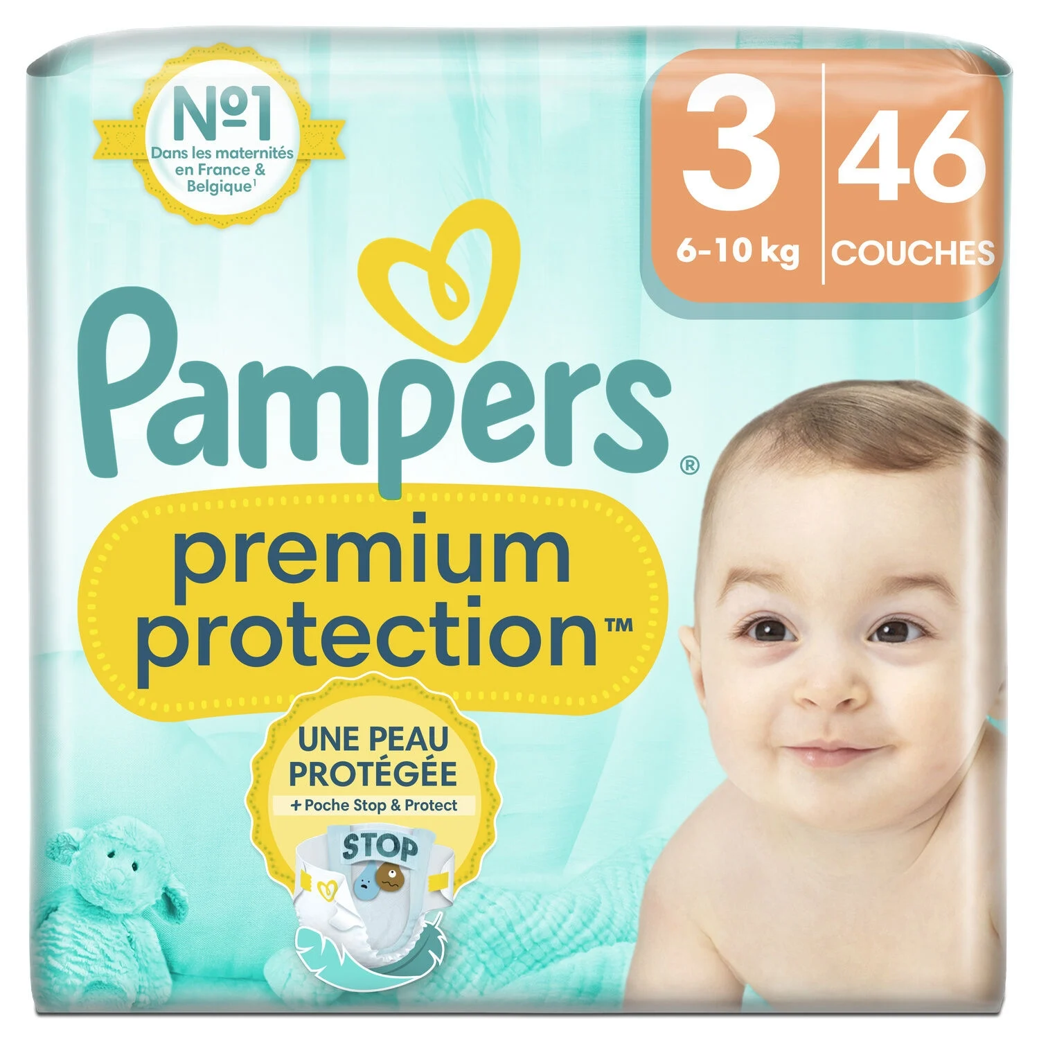 Couche taille 3 Pampers x46 – Premium Protection pour bébé