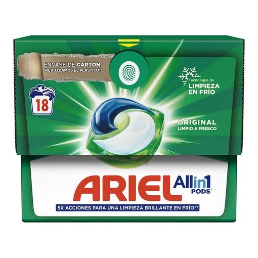 Boîte de 18 Pods ARIEL Original Tout-en-1 – capsules de lessive efficaces et faciles à utiliser