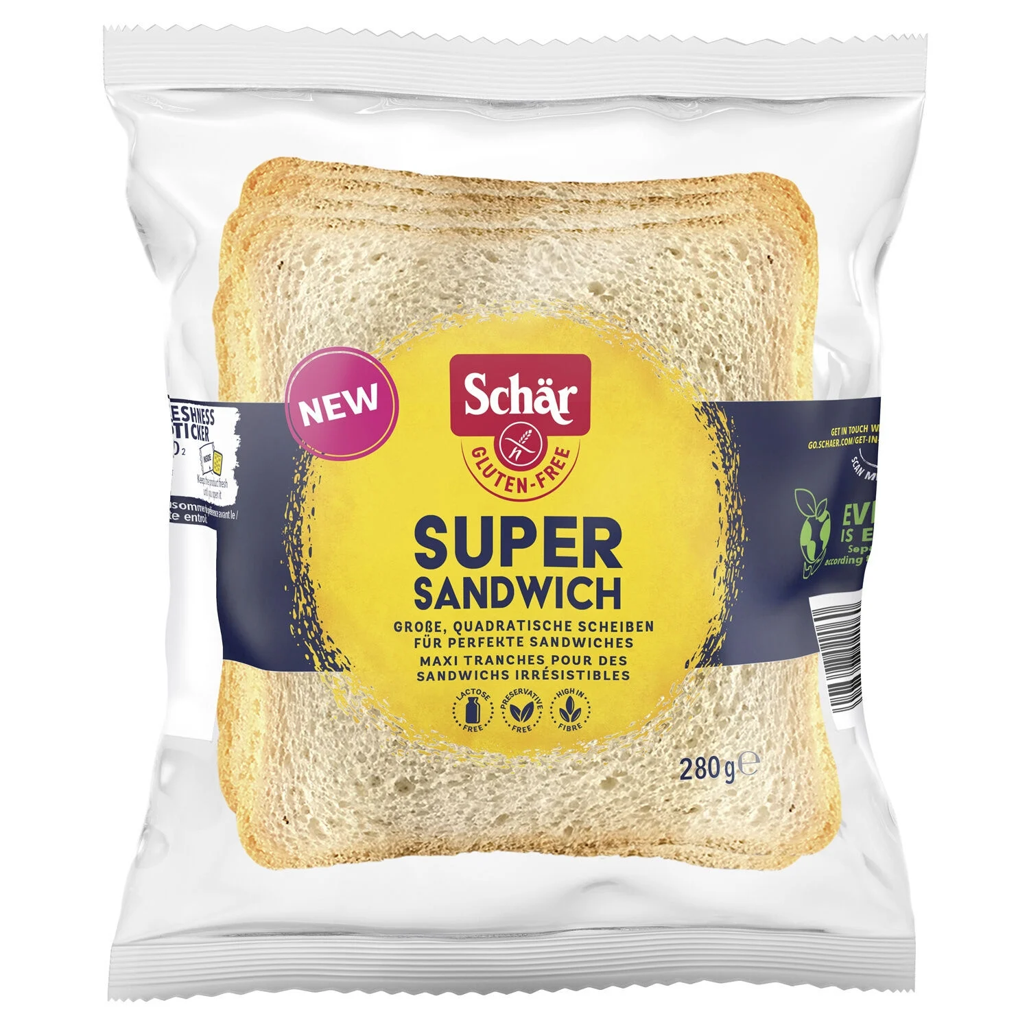 Pain de mie Schär sans gluten Super Sandwich 280g en emballage