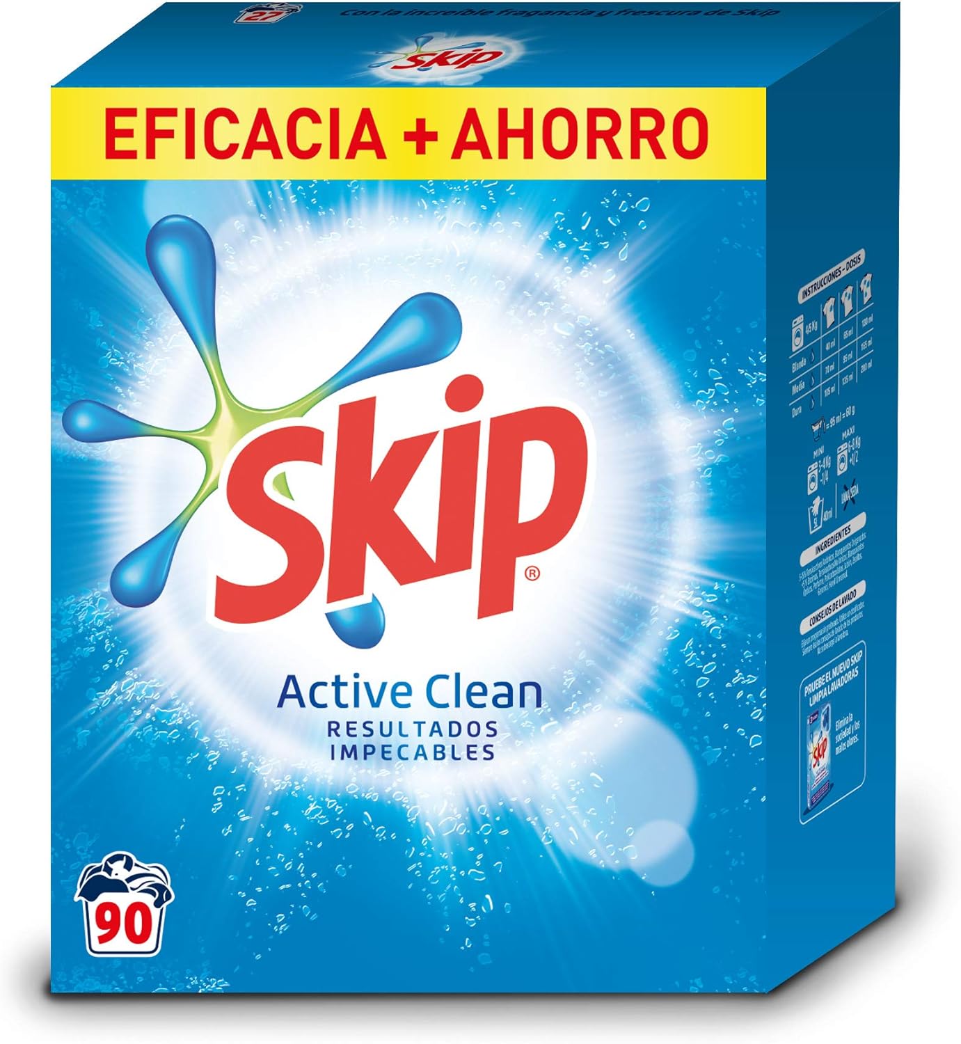 Skip Active Clean lessive en poudre 90 lavages - Nettoyage efficace et soin du linge