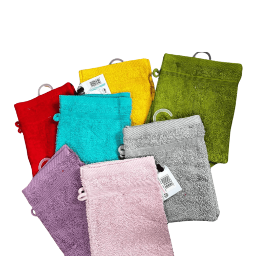 Lot de 2 gants de toilette en éponge pur coton